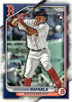 Boston Red Sox 2024 Bowman Series 12 Card Team Set made by Topps with Rafael Devers, Masataka Yoshida, a Rookie Card of Ceddanne Rafaela and 9 Top Prospect Cards
