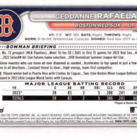 Boston Red Sox 2024 Bowman Series 12 Card Team Set made by Topps with Rafael Devers, Masataka Yoshida, a Rookie Card of Ceddanne Rafaela and 9 Top Prospect Cards