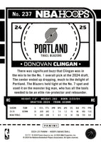 Donovan Clingan 2024 2025 Hoops Series Mint Rookie Card #237 Brand new, great looking card shipped in a protective holder and mailer so your card arrives safely.

