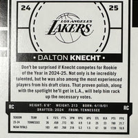 Dalton Knecht 2024 2025 Panini HOOPS Series Mint Rookie Card #247 picturing him in his Yellow Los Angeles Lakers Jersey