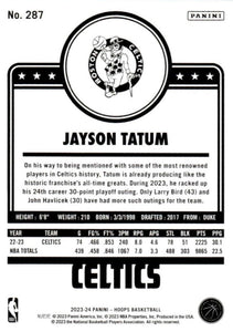 Jayson Tatum 2023 2024 HOOPS Basketball Series Mint Tribute Card #287