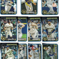 Milwaukee Brewers 2024 Topps Complete Mint Hand Collated 18 Card Team Set with Christian Yelich Plus
