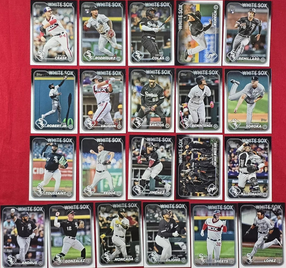 Chicago White Sox 2024 Topps Complete Mint Hand Collated 21 Card Team Set with Rookie Cards of Jose Rodriguez and Zach Remillard Plus