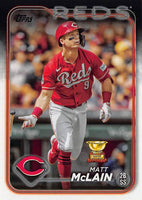 Cincinnati Reds 2024 Topps Complete 25 Card Team Set featuring a Rookie Card of Elly De La Cruz
