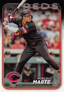 Cincinnati Reds 2024 Topps Complete 25 Card Team Set featuring a Rookie Card of Elly De La Cruz