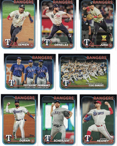 Texas Rangers 2024 Topps Complete Mint 25 Card Hand Collated Team Set Featuring Adolis García, Corey Seager and Marcus Semien with Owen White, Evan Carter and Jonathan Ornelas Rookie Cards Plus