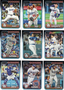 Los Angeles Dodgers 2024 Topps Complete Mint 29 Card Hand Collated Team Set Shohei Ohtani Freddie Freeman and Mookie Betts with Rookie Cards of Jonny Deluca Yoshinobu Yamamoto and Kyle Hurt Plus