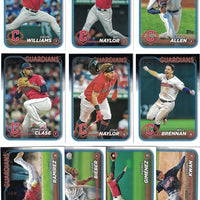 Cleveland Guardians 2024 Topps Complete Mint 21 Card Hand Collated Team Set Featuring Shane Bieber and José Ramírez with Rookie Cards of Gavin Williams and José Tena.Plus