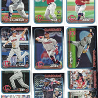 Cleveland Guardians 2024 Topps Complete Mint 21 Card Hand Collated Team Set Featuring Shane Bieber and José Ramírez with Rookie Cards of Gavin Williams and José Tena.Plus