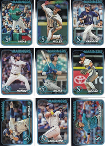 Seattle Mariners 2024 Topps Complete Mint 22 Card Hand Collated Team Set Featuring Julio Rodríguez, JP Crawford and Eugenio Suárez with 6 Rookie Cards Bryan Woo, Cade Marlowe and Emerson Hancock Plus