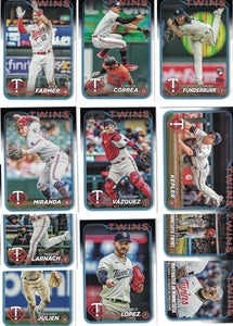 Minnesota Twins 2024 Topps Complete Mint 23 Card Hand Collated Team Set Featuring Byron Buxton, Alex Kirilloff and Carlos Correa with Rookie Cards of Jordan Balazovic and Kody Funderburk Plus