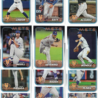 New York Mets 2024 Topps Complete Mint 24 Card Hand Collated Team Set Featuring Francisco Lindor, Pete Alonso and Francisco Alvarez with Rookie Cards of Grant Hartwig and Ronny Mauricio Plus