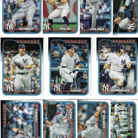 New York Yankees 2024 Topps Complete Mint Hand Collated 21 Card Team Set Featuring 3 Different Aaron Judge Cards Plus Gerrit Cole and Rookie Cards of Clay Holmes, Austin Wells and Jasson Dominguez