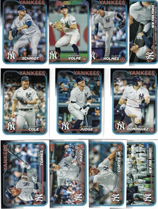 New York Yankees 2024 Topps Complete Mint Hand Collated 21 Card Team Set Featuring 3 Different Aaron Judge Cards Plus Gerrit Cole and Rookie Cards of Clay Holmes, Austin Wells and Jasson Dominguez