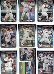 New York Yankees 2024 Topps Complete Mint Hand Collated 21 Card Team Set Featuring 3 Different Aaron Judge Cards Plus Gerrit Cole and Rookie Cards of Clay Holmes, Austin Wells and Jasson Dominguez