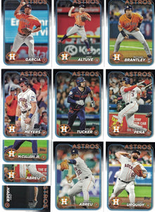 Houston Astros 2024 Topps Complete Mint Hand Collated 24 Card Team Set Featuring a Rookie card of Grae Kessinger