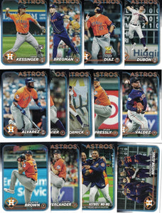 Houston Astros 2024 Topps Complete Mint Hand Collated 24 Card Team Set Featuring a Rookie card of Grae Kessinger