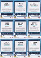 Miami Dolphins 2024 Donruss Factory Sealed Team Set Featuring Tua Tagovailoa, Jaylen Waddle and Hall of Famer Dan Marino Plus 4 Rated Rookie Cards including Jaylen Wright and Chop Robinson Plus

