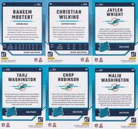 Miami Dolphins 2024 Donruss Factory Sealed Team Set Featuring Tua Tagovailoa, Jaylen Waddle and Hall of Famer Dan Marino Plus 4 Rated Rookie Cards including Jaylen Wright and Chop Robinson Plus
