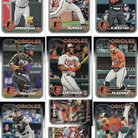 Baltimore Orioles 2024 Topps Complete Mint Hand Collated 24 Card Team Set Featuring Adley Rutschman and Gunnar Henderson with Rookie Cards of Colton Cowser, Jordan Westburg, Heston Kjerstad Plus