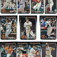 San Francisco Giants 2024 Topps Complete Mint 23 Card Hand Collated Team Set Featuring Brandon Crawford and Wilmer Flores with 7 Rookies Luis Matos, Kyle Harrison, Jung Hoo Lee, Marco Luciano Plus