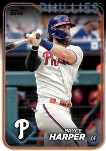 Philadelphia Phillies 2024 Topps Complete Mint 24 Card Hand Collated Team Set Featuring Bryce Harper Kyle Schwarber and Trea Turner with Johan Rojas Orion Kerkering and Weston Wilson Rookies Plus