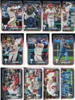 Philadelphia Phillies 2024 Topps Complete Mint 24 Card Hand Collated Team Set Featuring Bryce Harper Kyle Schwarber and Trea Turner with Johan Rojas Orion Kerkering and Weston Wilson Rookies Plus
