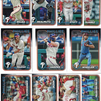 Philadelphia Phillies 2024 Topps Complete Mint 24 Card Hand Collated Team Set Featuring Bryce Harper Kyle Schwarber and Trea Turner with Johan Rojas Orion Kerkering and Weston Wilson Rookies Plus