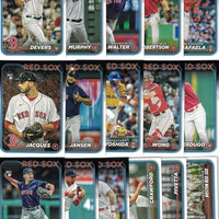 Boston Red Sox 2024 Topps Complete Mint Hand Collated 30 Card Team Set Featuring Rafael Devers, Jarren Duran and Masataka Yoshida with 8 Rookie Cards including Ceddanne Rafaela and Wilyer Abreu Plus