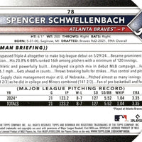 Atlanta Braves 2025 Bowman Complete Mint 12 Card Team Set made by Topps with Stars Austin Riley, Matt Olson, Chris Sales and Ronald Acuna Jr., Plus Spencer Schwellenbach Rookie and 5 Top Prospect Cards