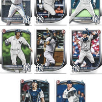 New York Yankees 2025 Bowman 8 Card Team Set Made by Topps Featuring Aaron Judge, Ben Rice Rookie Card and 5 Top Prospect Cards
