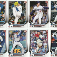 Los Angeles Dodgers 2025 Bowman Series 16 Card Team Set made by Topps Featuring Yoshinobu Yamamoto, Shohei Ohtani, Freddie Freeman, Mookie Betts, Rookies and Prospect Cards