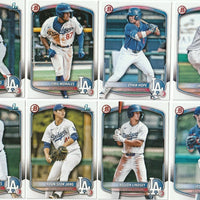 Los Angeles Dodgers 2025 Bowman Series 16 Card Team Set made by Topps Featuring Yoshinobu Yamamoto, Shohei Ohtani, Freddie Freeman, Mookie Betts, Rookies and Prospect Cards
