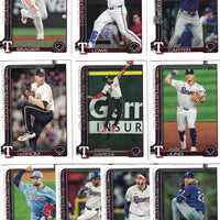 Texas Rangers 2025 Topps Complete Mint 18 Card Hand Collated Team Set Featuring Evan Carter Future Stars, Corey Seager and Marcus Semien with Dustin Harris, Kumar Rocker and Walter Pennington Rookie Cards Plus