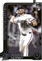 Miami Marlins 2025 Topps Complete Mint Hand Collated 18 Card Team Set Featuring Rookie Cards of Connor Norby, Adam Mazur, Griffin Conine, Valente Bellozo and Javier Sanoja Plus
