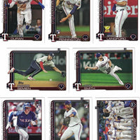 Texas Rangers 2025 Topps Complete Mint 18 Card Hand Collated Team Set Featuring Evan Carter Future Stars, Corey Seager and Marcus Semien with Dustin Harris, Kumar Rocker and Walter Pennington Rookie Cards Plus