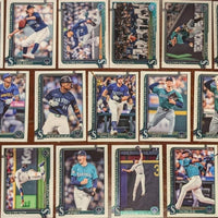 Seattle Mariners 2025 Topps Complete Mint 19 Card Hand Collated Team Set Featuring Cal Raleigh and Julio Rodríguez with Rookie Cards of Tyler Locklear, Ryan Bliss and Troy Taylor Plus