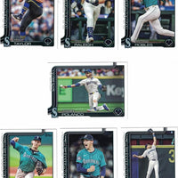 Seattle Mariners 2025 Topps Complete Mint 19 Card Hand Collated Team Set Featuring Cal Raleigh and Julio Rodríguez with Rookie Cards of Tyler Locklear, Ryan Bliss and Troy Taylor Plus