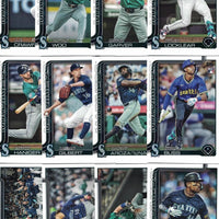 Seattle Mariners 2025 Topps Complete Mint 19 Card Hand Collated Team Set Featuring Cal Raleigh and Julio Rodríguez with Rookie Cards of Tyler Locklear, Ryan Bliss and Troy Taylor Plus
