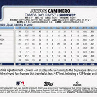 Tampa Bay Rays 2025 Topps Complete Mint 20 Card Hand Collated Team Set Featuring Junior Caminero Future Stars Card and Rookie Cards of Kameron Misner, Mason Montgomery and Logan Driscoll Plus