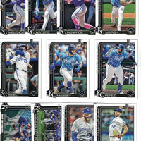 Kansas City Royals 2025 Topps Complete Mint 19 Card Hand Collated Team Set Featuring Salvador Perez and Bobby Witt Jr with a Tyler Gentry Rookie Card Plus