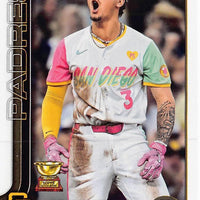 San Diego Padres 2025 Topps Complete Mint 22 Card Team Set Featuring Manny Machado, Yu Darvish, Xander Bogaerts, Fernando Tatis Jr with Rookie Cards of Sean Reynolds and Brandon Lockridge Plus