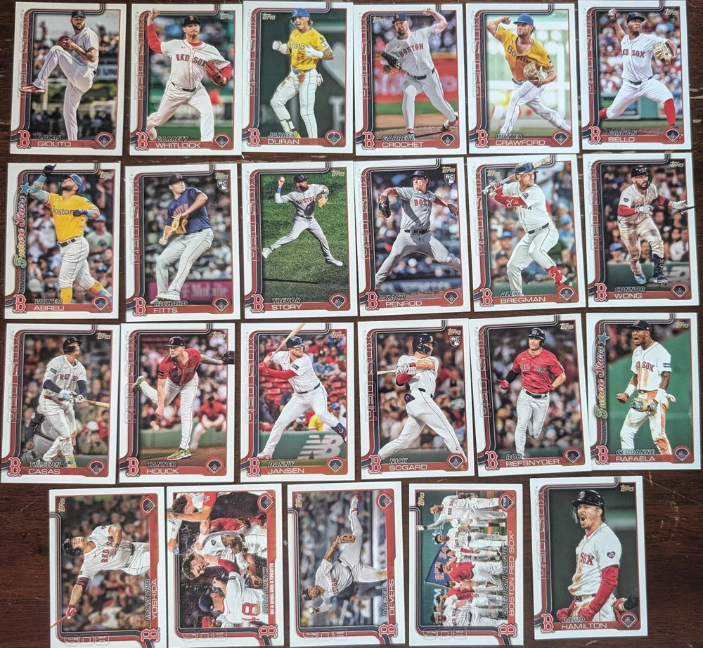 Boston Red Sox 2025 Topps Complete Mint 23 Card Team Set Featuring Trevor Story, Alex Bregman, Jarren Duran and Ceddanne Rafaela with Nick Sogard, Richard Fitts and Zach Penrod Rookie Cards Plus
