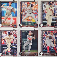 Philadelphia Phillies 2025 Topps Complete Mint 23 Card Team Set Featuring Bryce Harper, Kyle Schwarber and Trea Turner with Rookie Cards of Tyler Phillips, Seth Johnson and Michael Mercado Plus