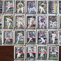 Colorado Rockies 2024 Topps Complete Mint Hand Collated 29 Card Team Set featuring 9 Rookie Cards Greg Jones, Bradley Blalock, Adael Amador, Aaron Schunk, Drew Romo, Angel Chivilli, Luis Peralta, Jaden Hill and Seth Halvorsen Plus