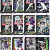 Colorado Rockies 2024 Topps Complete Mint Hand Collated 29 Card Team Set featuring 9 Rookie Cards Greg Jones, Bradley Blalock, Adael Amador, Aaron Schunk, Drew Romo, Angel Chivilli, Luis Peralta, Jaden Hill and Seth Halvorsen Plus