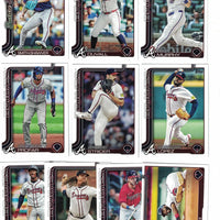Atlanta Braves 2025 Topps Complete Mint Hand Collated 25 Card Team Set Featuring Ozzie Albies, Ronald Ocuna, Chris Sale and Matt Olson with 4 Rookie Cards including Spencer Schwellenbach Plus