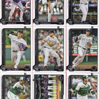 Colorado Rockies 2024 Topps Complete Mint Hand Collated 29 Card Team Set featuring 9 Rookie Cards Greg Jones, Bradley Blalock, Adael Amador, Aaron Schunk, Drew Romo, Angel Chivilli, Luis Peralta, Jaden Hill and Seth Halvorsen Plus