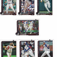 Atlanta Braves 2025 Topps Complete Mint Hand Collated 25 Card Team Set Featuring Ozzie Albies, Ronald Ocuna, Chris Sale and Matt Olson with 4 Rookie Cards including Spencer Schwellenbach Plus