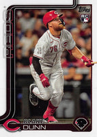 Cincinnati Reds 2025 Topps Complete Mint 29 Card Team Set Featuring Elly De La Cruz and Noelvi Marte Future Stars Cards with 5 Rookie Cards including Rhett Lowder, Rece Hinds and Blake Dunn Plus
